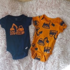 Onsies brand size 0-3 months golden yellow and  dark blue 2 piece bundle